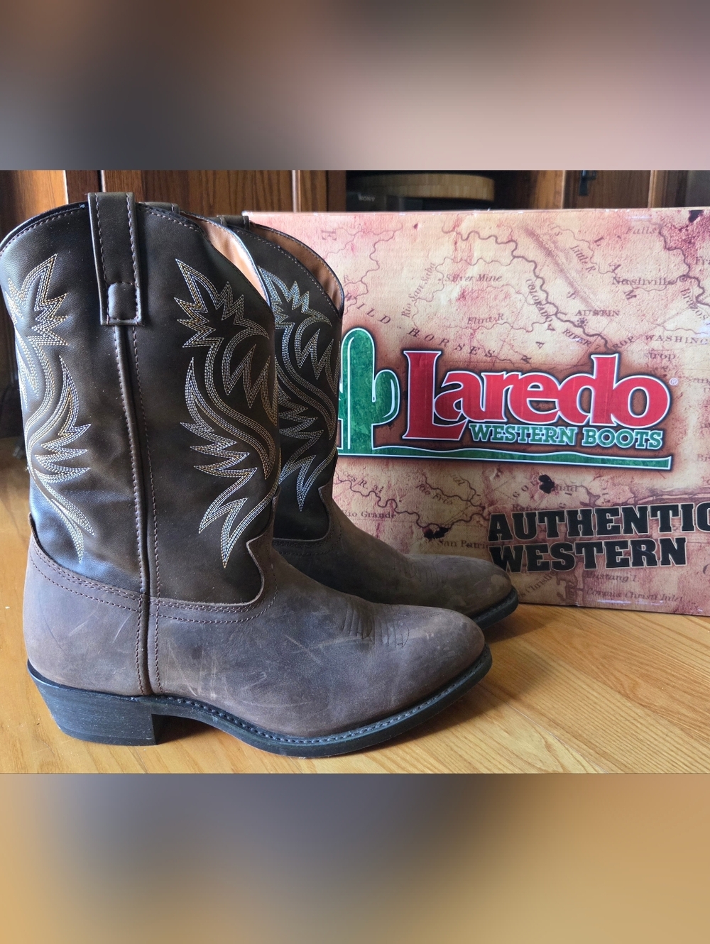 Men's Laredo Western Boots 12" Distressed Style Size 11.5